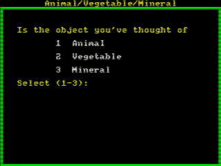 Animal Vegetable Mineral [Cassette Version] screenshot 3 for Amstrad CPC